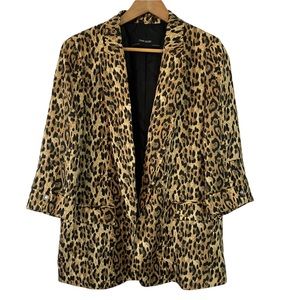 Zara Basic Leopard Print Open Front Blazer Jacket